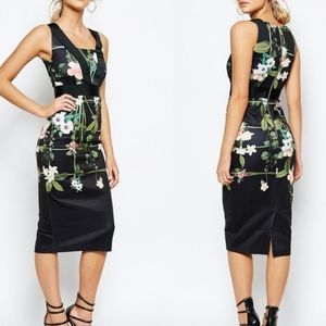 Ted Baker Kacied Secret Trellic Floral Midi Dress Size 8